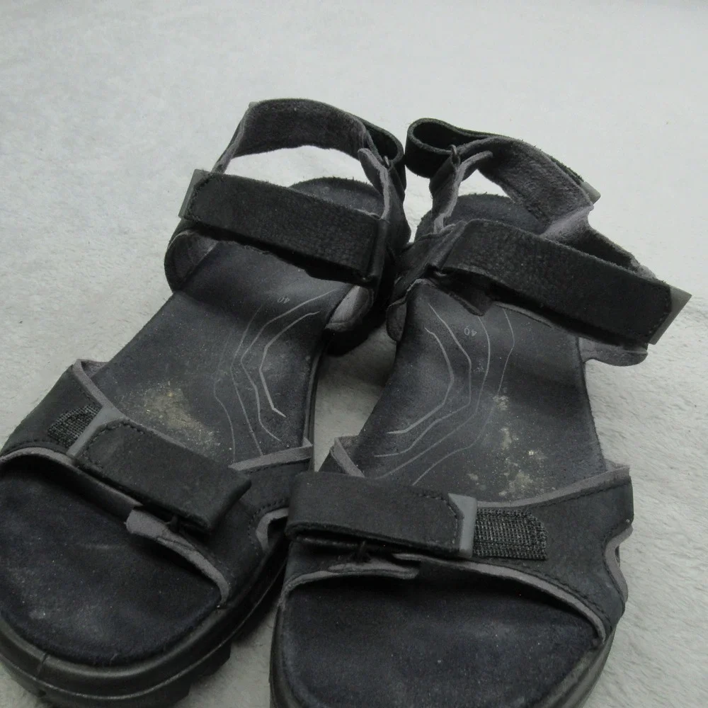 ECCO Mens 7 Yucatan Sandals Black Leather Adjustable Strap‎ Hiking Outdoor EU40